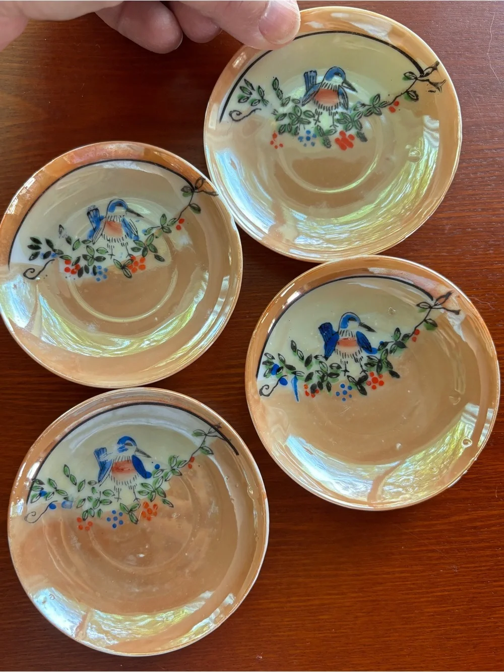 Vintage Miniature Tea Set Porcelain Bluebird